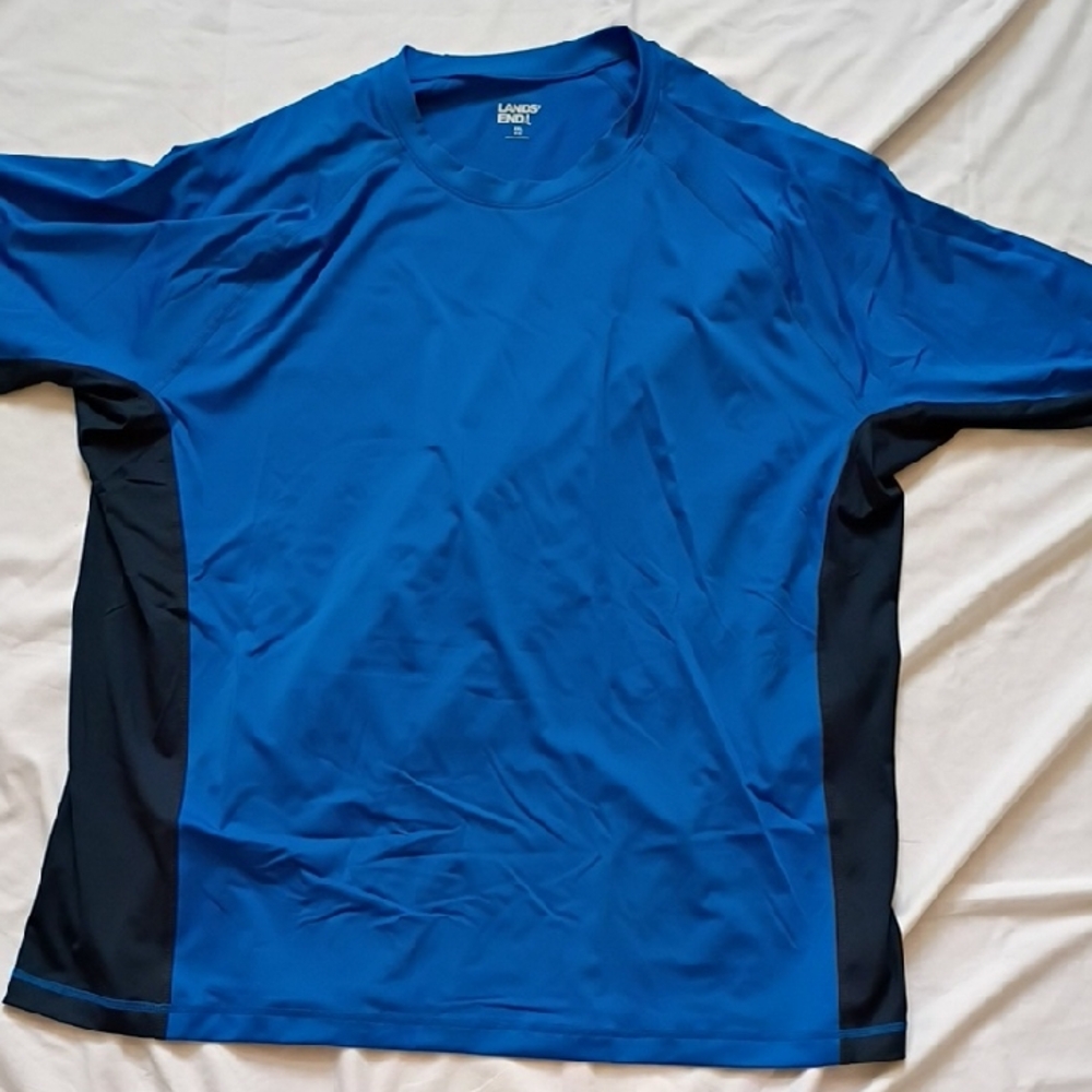 Lands' End Men's Blue and Black Rash Guard